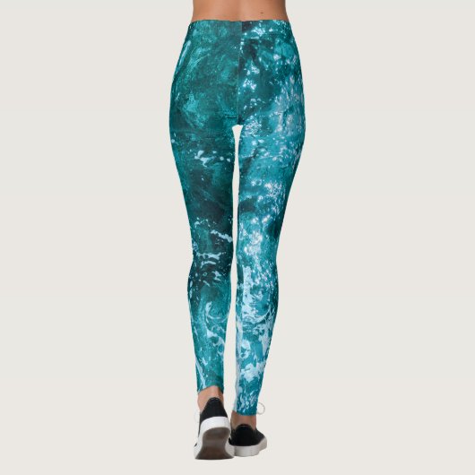 Turquoise Ocean Zee Waves Pattern Leggings (Achterkant)