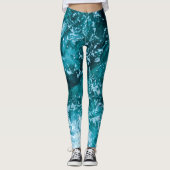 Turquoise Ocean Zee Waves Pattern Leggings (Voorkant)