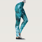 Turquoise Ocean Zee Waves Pattern Leggings (Rechts)
