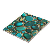 Turquoise Oceanische Pebbles met Gouden Accenten Tegeltje (Zijkant)