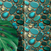 Turquoise Oceanische Pebbles met Gouden Accenten Tegeltje