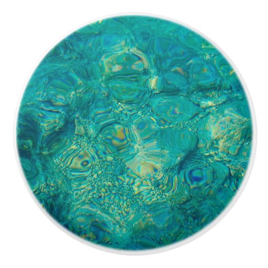 Turquoise oceanische waterkeramische knop (Voorkant)