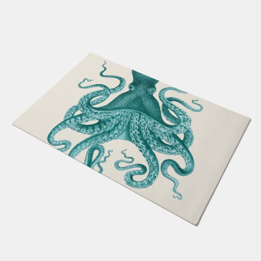 Turquoise  Octopus Illustratie Deurmat (Schuin)
