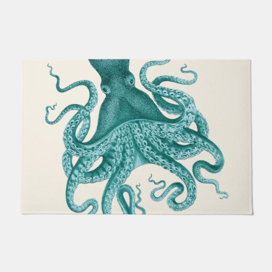 Turquoise  Octopus Illustratie Deurmat (Voorkant)