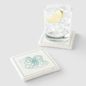 Turquoise  Octopus Illustratie Stenen Onderzetter (Zijkant)