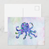 Turquoise Octopus Mosaic Zee Glass Silhouette Briefkaart (Voorkant / Achterkant)