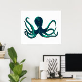Turquoise Octopus Poster (Thuiskantoor)