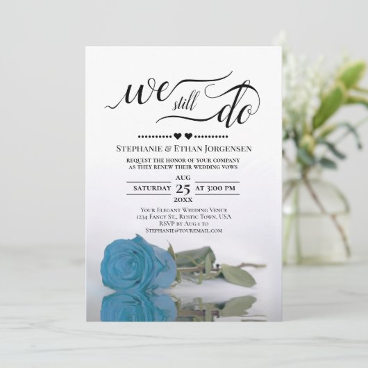 Turquoise of Sky Blue Roos we doen nog steeds gelo Kaart (Staand voorkant)