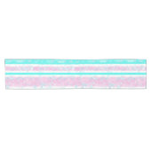 Turquoise, off-White en roze Stripes Table Runner Korte Tafelloper (Horizontaal)