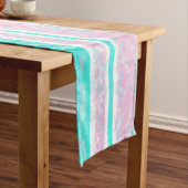Turquoise, off-White en roze Stripes Table Runner Korte Tafelloper (Voorbeeld)