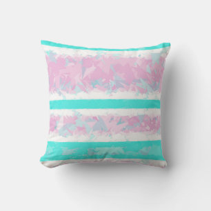 Turquoise, off-White, roze Stripes Pillow Kussen