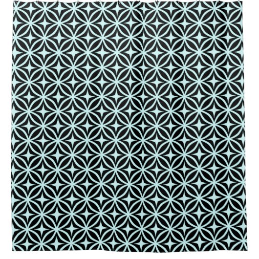 Turquoise Ogee en Star Repeat Pattern Douchegordijn (Voorkant)