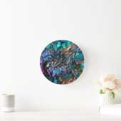 Turquoise Oil Slick Quartz Ronde Klok (Huis)