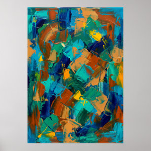 Turquoise Oker Abstracte Poster