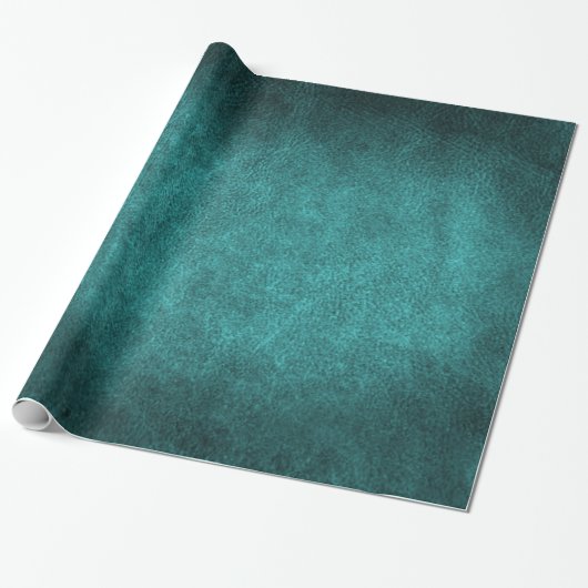 Turquoise Old Faux Leather Cadeaupapier (Uitgerold)