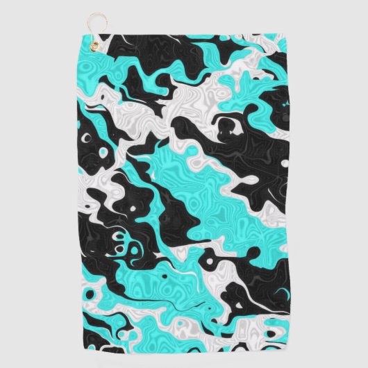 Turquoise Olielek Rave Camo Golfhanddoek (Voorkant)