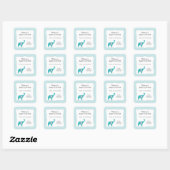 Turquoise olifant baby shower gunst dank u vierkante sticker (Vel)