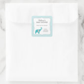 Turquoise olifant baby shower gunst dank u vierkante sticker (Tas)