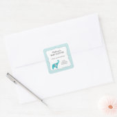 Turquoise olifant baby shower gunst dank u vierkante sticker (Envelop)
