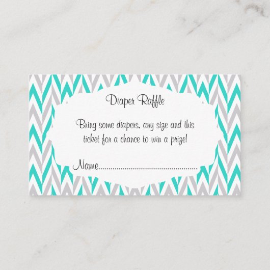 Turquoise Olifant Baby shower Luier Raffle Informatiekaartje (Achterkant)