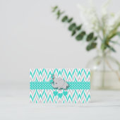 Turquoise Olifant Baby shower Luier Raffle Informatiekaartje (Staand voorkant)