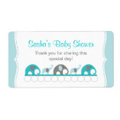 Turquoise olifant douche waterfles of gunst etiket (Voorkant)