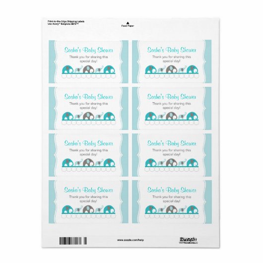 Turquoise olifant douche waterfles of gunst etiket (Full Sheet)