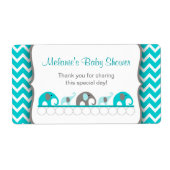 Turquoise Olifant Parade Waterfles Labels (Voorkant)