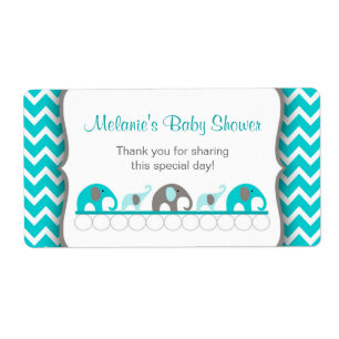 Turquoise Olifant Parade Waterfles Labels
