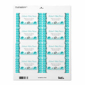 Turquoise Olifant Parade Waterfles Labels (Full Sheet)