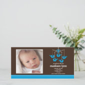 Turquoise Olifanten Meisje Geboorteaankondiging Aankondiging (Staand voorkant)