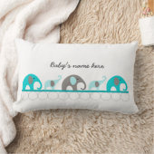 Turquoise olifanten op parade + babynaam kussen (Deken)
