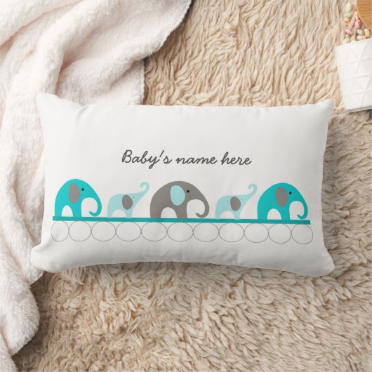 Turquoise olifanten op parade + babynaam kussen (Deken)
