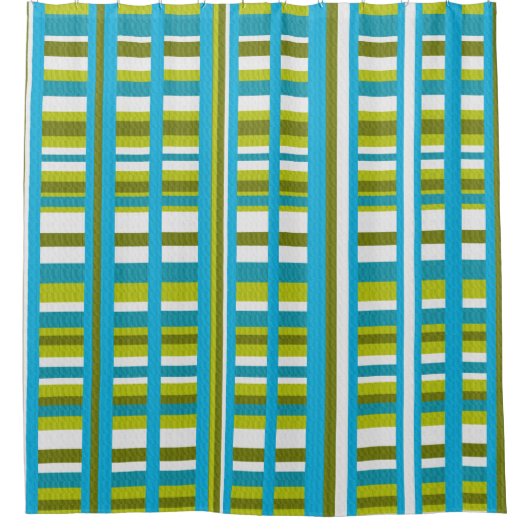 Turquoise, Olive & Lime Green Play Douchegordijn (Voorkant)