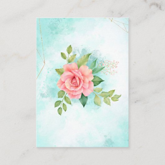 Turquoise Ombre Anemone Floral Wedding Reception Informatiekaartje (Achterkant)