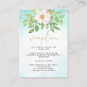Turquoise Ombre Anemone Floral Wedding Reception Informatiekaartje (Voorkant)
