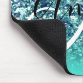 Turquoise Ombre Blauwgroen Blue Glam Glitter Monog Muismat (Hoek)