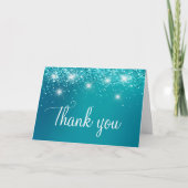 Turquoise Ombre Faux Glitter 40ste verjaardag Bedankkaart (Voorkant)