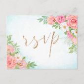 Turquoise Ombre Floral Bouquet Meal Choice Wedding Briefkaart (Voorkant)