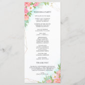 Turquoise Ombre Floral Bouquet Pink Rose Wedding Programmakaart (Achterkant)