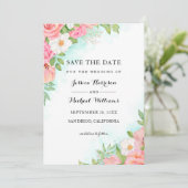 Turquoise Ombre Floral Bouquet Roos Wedding Save The Date (Staand voorkant)