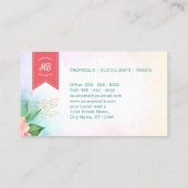 Turquoise Ombre Floral Waterverf Roos Logo Visitekaartje (Achterkant)
