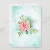 Turquoise Ombre Floral Waterverf Roos Wedding Kaart (Achterkant)