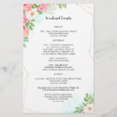 Turquoise Ombre Floral Wedding Welcome Itinerary (Achterkant)