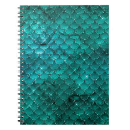 Turquoise Ombre Glam Zeemeermin Schubben Patroon Notitieboek