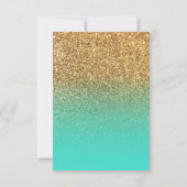 Turquoise Ombre Gold Glitter Photo Save the Date Kaart (Achterkant)