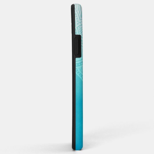 Turquoise Ombre Mandala gepersonaliseerd monogram Case-Mate iPhone Case (Achterkant/rechts)