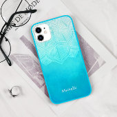 Turquoise Ombre Mandala gepersonaliseerd monogram Case-Mate iPhone Case