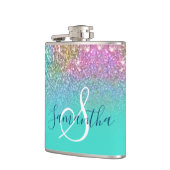 Turquoise Ombre Mermaid Bokeh Glitter Heupfles (Links)