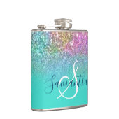 Turquoise Ombre Mermaid Bokeh Glitter Heupfles (Rechts)